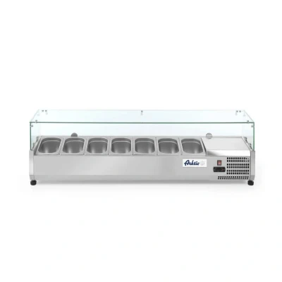 Afbeelding van Opzetkoelvitrine Hendi, 7x1/4GN, 161 cm(b), 230V/161W