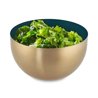Afbeelding van Relaxdays saladeschaal 1 liter saladekom mengkom rond rvs bakken serveren groen