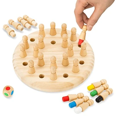 Afbeelding van Toyfel Magnus Houten Schaakspel met Tas 18 cm Chess Montessori Educatief Speelgoed voor Kinderen Spel Logica &amp; Coördinatie