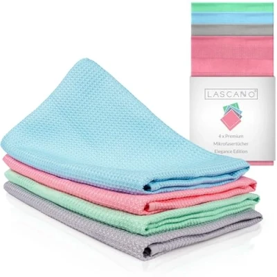 Afbeelding van Lascano Elegance Edition Microvezel theedoeken, set van 4, keukendoeken, 60 x 40 cm, microvezeldoeken zonder verstijving, voor de keuken, pluisvrij en zeer absorberend