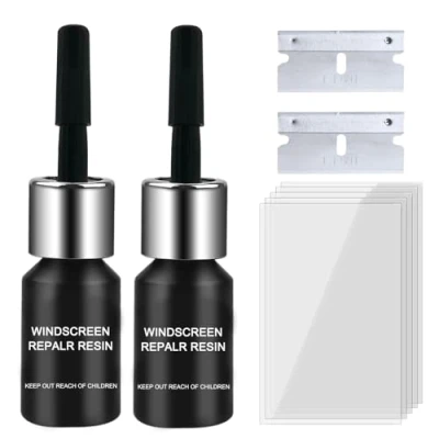 Afbeelding van reparatieset voor voorruit, reparatievloeistof autoglas, scheuren, krassen, sterren