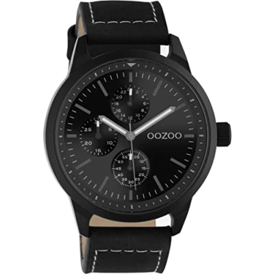 Afbeelding van OOZOO Timepieces zwarte horloge met leren band C10909 Ø45
