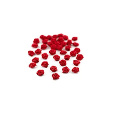 Afbeelding van 20 stuks mini satijnen rozen 10 mm x haardecoratie om te knutselen kleine rozenhoofden kleur: rood