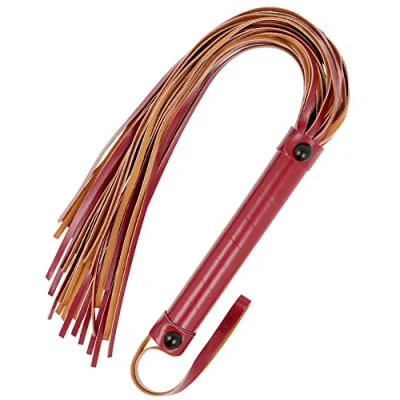 Afbeelding van Fetish Submissive Dark Room Flogger BDSM Zweep Namaakleder Donkerrood Extreme Bondage