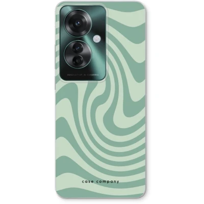 Afbeelding van Case Company® hoesje geschikt voor Oppo Reno 11 F Swirl Groen Soft Cover Telefoonhoesje Bescherming aan alle Kanten en Schermrand