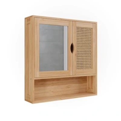 Afbeelding van Vicco Liora Badkamerkast van bamboe/rotan, 56 x 58 cm, met spiegel
