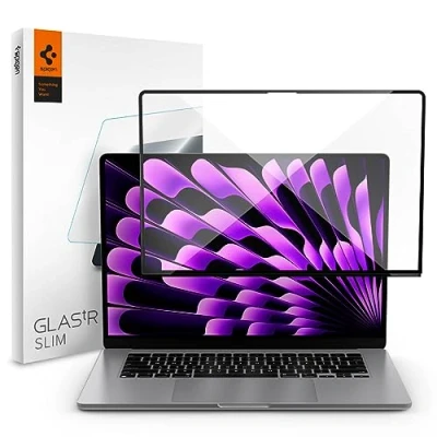 Afbeelding van Spigen Glas.tR Slim gehard glas voor MacBook Air 15 inch 2024 (M23), M2 (2022), 1 stuk, ultra helder, displaybescherming, extreem krasbestendig