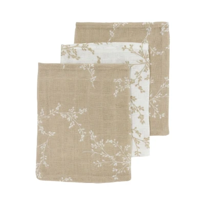 Afbeelding van Meyco Hydrofiele Washandjes 3 pack Branches Sand