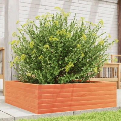 Afbeelding van Plantenbak 80x80x23 cm massief grenenhout wasbruin