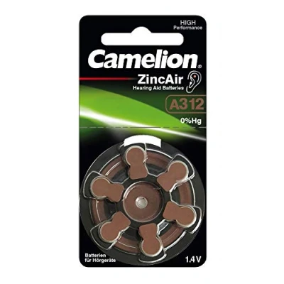 Image de 6 piles pour appareil auditif Camelion Zinc Air A13 0% Mercury/Hg Marron