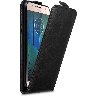 Afbeelding van Cadorabo Hoesje geschikt voor Motorola MOTO G5S PLUS in ZWARTE NACHT Beschermhoes flip design Case Cover met magnetische sluiting