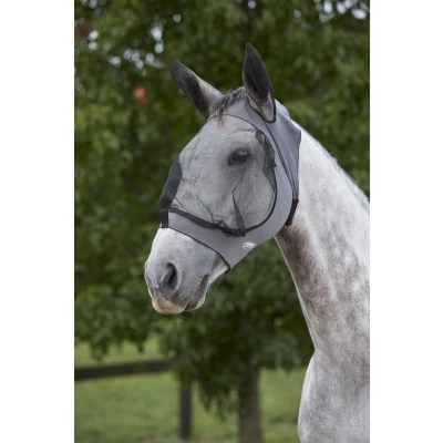 Image de Weatherbeeta Masque Anti Mouches Deluxe Stretch avec Oreilles Gris/Noir Mini