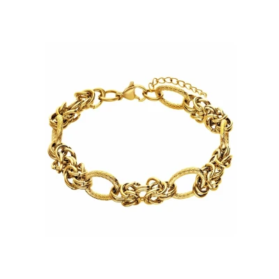 Afbeelding van Lucardi Dames Stalen goldplated Armband met bewerking Staal Goudkleurig 20 cm