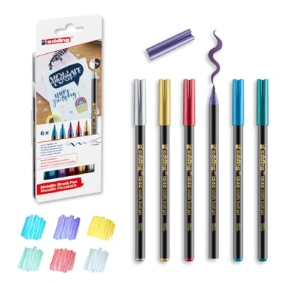 Afbeelding van Edding Metallic Brushpen E 1340, Assorti, Set Van 6 Stuks