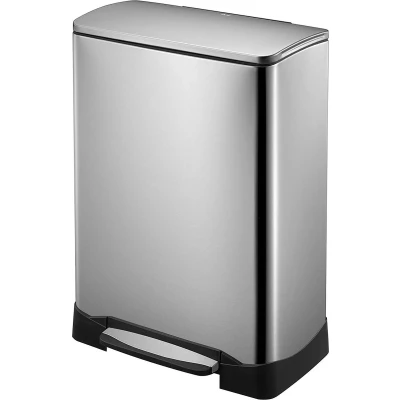 Afbeelding van EKO Neo Cube recycling pedaalemmer 28+18 ltr, Stainless Steel mat RVS