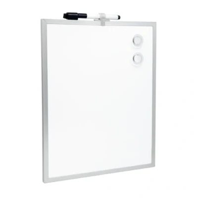 Image de Raylu Paper® Petit tableau blanc magnétique avec cadre en aluminium pour maison et bureau, marqueur noir effaceur, aimant tampons de montage mural (35 x 28 cm)
