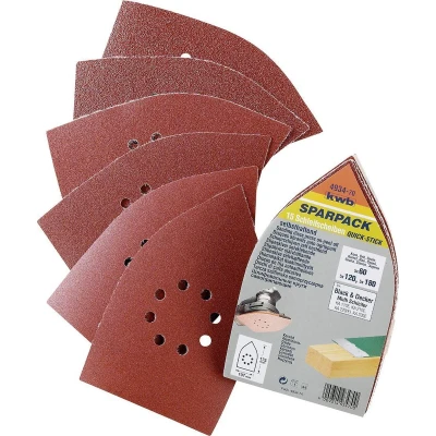 Afbeelding van kwb 493470 Deltaschuurpapierset Korrelgrootte 60, 120, 180 12 stuk(s)