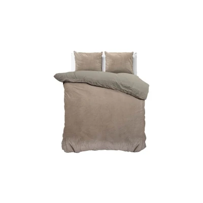Afbeelding van Dekbedovertrek Fluweel Velvet Uni Lits jumeaux (240 x 220 cm) Taupe Koopjedeal.nl Altijd de beste deal