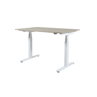 Afbeelding van Lectro Plus bureau, zit sta (64 130cm) hoogte verstelbaar dmv elektromotoren met 160x80cm lindberg eiken 25mm blad en aluminium (RAL9006) frame