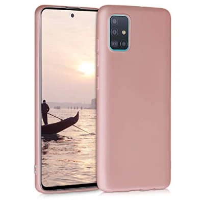Afbeelding van kwmobile telefoonhoesje geschikt voor Samsung Galaxy A51 Hoesje smartphone Back cover in metallic roségoud