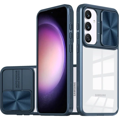 Afbeelding van iMoshion Hoesje Geschikt voor Samsung Galaxy S24 Camslider Backcover Donkerblauw