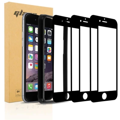 Afbeelding van Cadorabo 3x Volledig scherm pantserfolie geschikt voor Apple iPhone 6 / 6S in TRANSPARANT met ZWART Screenprotector Getemperd (Tempered) Display beschermend glas 9H hardheid 3D Touch Installatiegids
