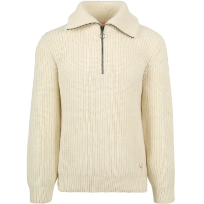 Afbeelding van Armor Lux Camionneur Half Zip Trui Wol Ecru maat L Heren met Regular fit Pasvorm Suitable Herenkleding