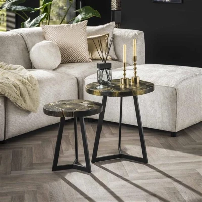 Afbeelding van Hoyz Collection Salontafel set van 2 Zwart/Goud