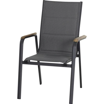 Afbeelding van Siena Garden Tesoro N40078 Tuinstoel Aluminium, Teakhout Antraciet (mat), Grijs, Natuur