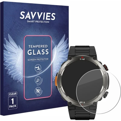 Afbeelding van Savvies Panzerglas Displayschutz 9H Schutzglas Glas Klar Transparent, Smartwatch beschermfolie, Transparant