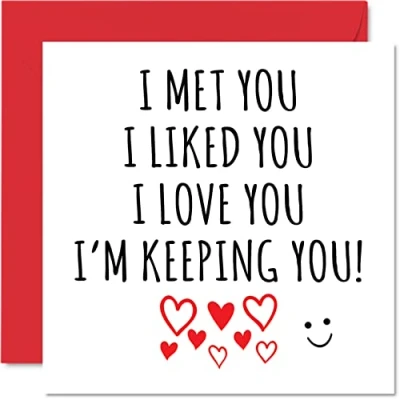 Afbeelding van Grappige verjaardagskaart &quot;Love You&quot; I Met Liked Love Keeping You Valentijnsdagkaarten voor vriendin, vriend, paar, 145 mm x mm, wenskaarten, verjaardag, Valentijn