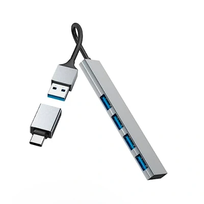 Afbeelding van Hama Usb Hub 4 Poorts 3.2 Gen1 5 Gbit/S Ultra Slim Incl. C Adapter