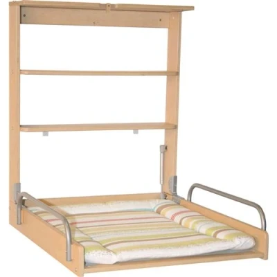 Image de Table à langer murale en bois hêtre avec matelas 50x70
