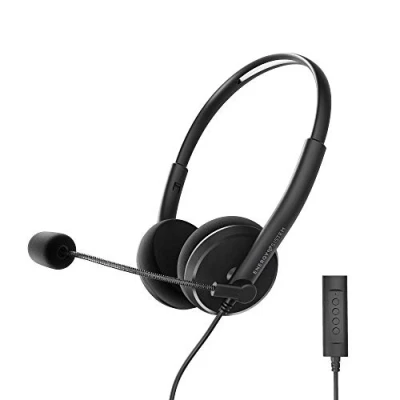 Afbeelding van Energy Sistem Headset Office 2+ zwart (USB en 3,5 mm stekker, volumeregelaar, intrekbare Boom Mic)