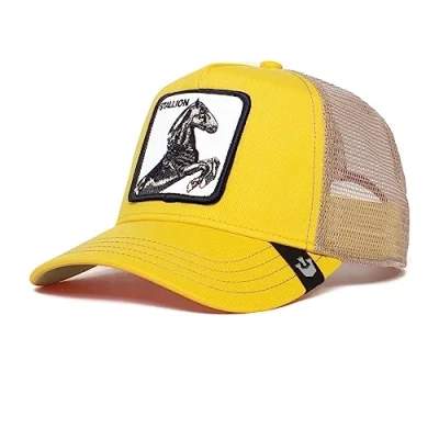 Afbeelding van Goorin Bros Truckerspet. Truckerspet, Lone Wolf, blauwe code en zwart.