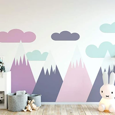 Afbeelding van Muurstickers Kinderen Decoratie Babykamer Muurtattoo Scandinavische Reuzende Bergen Scandinavië Simka H50 x B105 cm