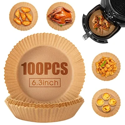 Afbeelding van Uten Airfryer 100 vellen bakpapier voor heteluchtfriteuse, waterdicht, anti aanbaklaag, wegwerp, airfryer, oven, koekenpan, enz., 16 cm