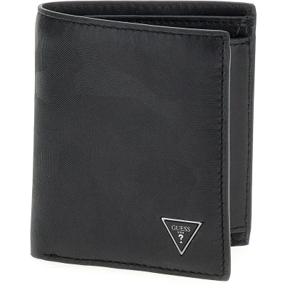 Afbeelding van GUESS Leren Portemonnee Mito Billfold Coin Pocket Wallet Black Zwart