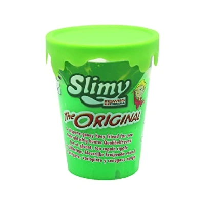 Afbeelding van Slimy Originele beker 80 g groen origineel Slime, de klassieker onder speelmassa&#039;s, natuurlijk veilig en leuk voor kinderen, elastische boetseerklei (speelgoed vanaf 3 jaar)
