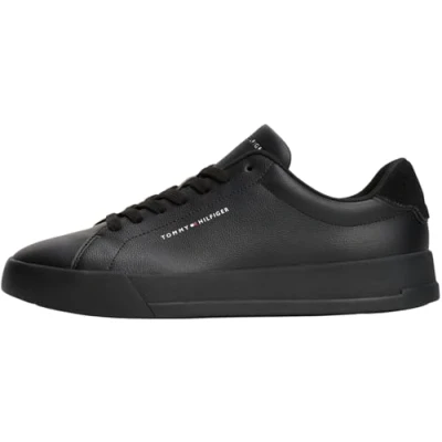 Afbeelding van Tommy Hilfiger TH Court Sneakers laag, Heren, Maat: 48, Black Leer en imitatieleer