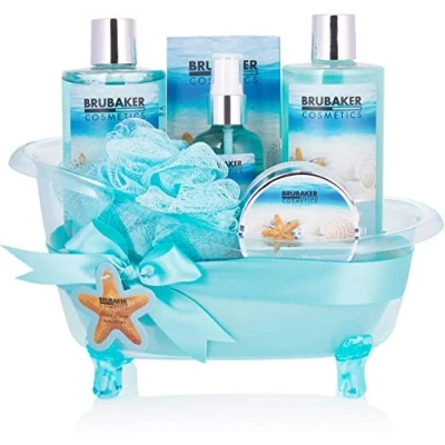 Afbeelding van BRUBAKER Cosmetics Ocean Breeze Badset, 7 delig, decoratieve badkuip, blauw, cadeau idee