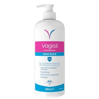 Afbeelding van Vagisil Odor Block Intieme verzorging voor de dagelijkse hygiëne van vrouwen, 24 uur geurbescherming, hypoallergeen, vertrouwen hele dag, 500 ml