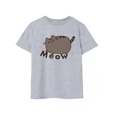 Afbeelding van Pusheen Big Girls Mergel T shirt met korte mouwen Meow Cat Design Schattige en speelse Merch Comfortabel &amp; Stijlvol Perfect cadeau voor fans, Grijs
