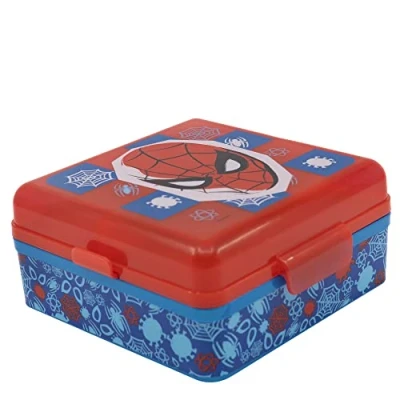 Afbeelding van Vierkante lunchbox voor kinderen met 3 vakken Spiderman