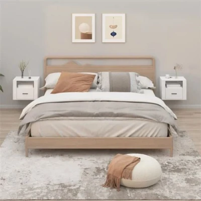 Afbeelding van vidaXL Nachtkastjes 2 st wandgemonteerd 50x36x40 cm hoogglans wit