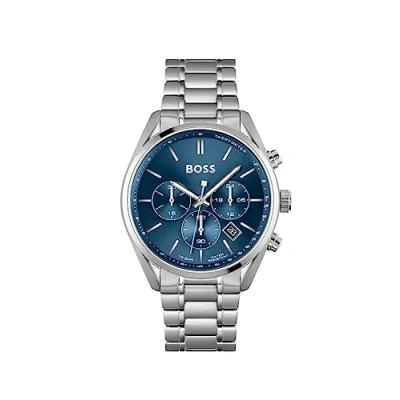 Afbeelding van BOSS HB1513818 CHAMPION Heren Horloge Chronograaf Mineraalglas Roestvrijstaal Blauw/Zilverkleurig Ø 44 mm Quartz Druksluiting