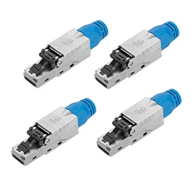 Afbeelding van kwmobile 4x RJ45 stekker Set van 4 Cat8 netwerkstekkers Voor het aansluiten netwerkkabels Afgeschermd Gereedschapsloos