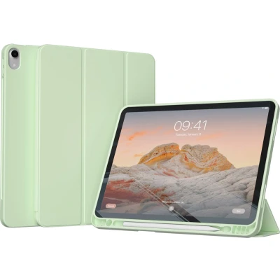 Afbeelding van Accezz Tablet Hoes Geschikt voor iPad Air 4 (2020) /iPad 11 inch (2024) M2 / 5 (2022) Smart Silicone Bookcase Lichtgroen