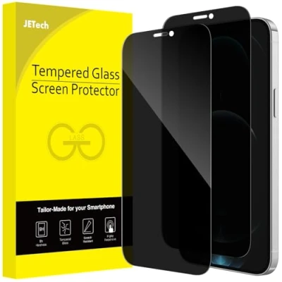 Afbeelding van JETech Anti spionage displaybescherming voor iPhone 12 Pro Max 6,7 inch, volledige afdekking van gehard glas, compatibel met beschermhoes, 2 stuks