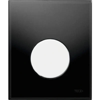Afbeelding van Tece loop urinoir bedieningsplaat glas zwart, toets wit Duurzaam materiaal